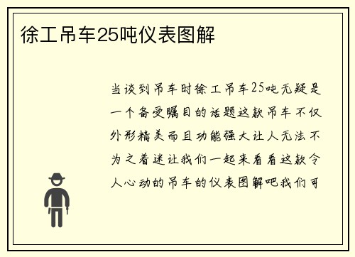 徐工吊车25吨仪表图解